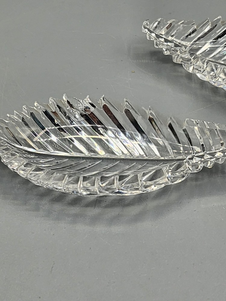 Set Of 2 Crystal Leaf Salt Cellars. *READ *
