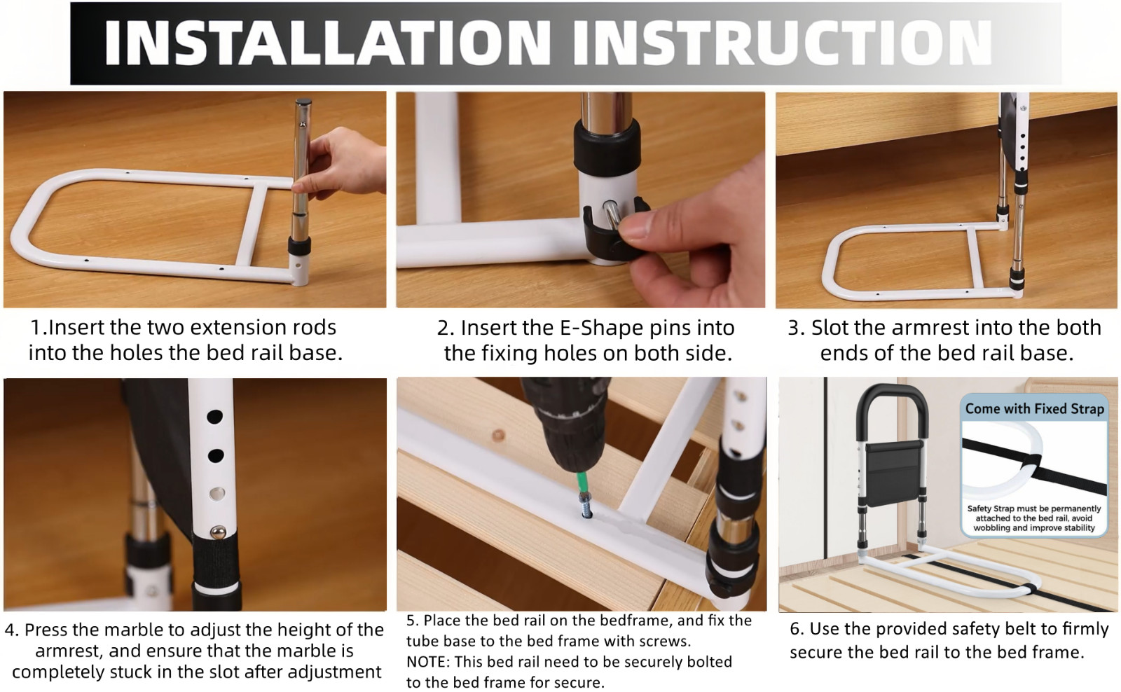 Bed Rails for Elderly Adults, Bed Side Assist Rail for Seniors with Motion Light