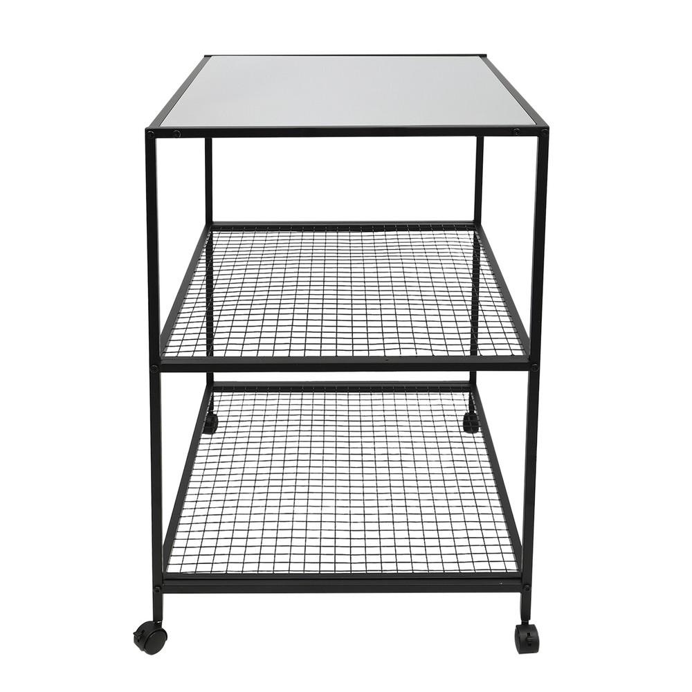 Movable Dining Cart Outdoor BBQ Food Prep Table Kitchen Serving Table 3 Tier