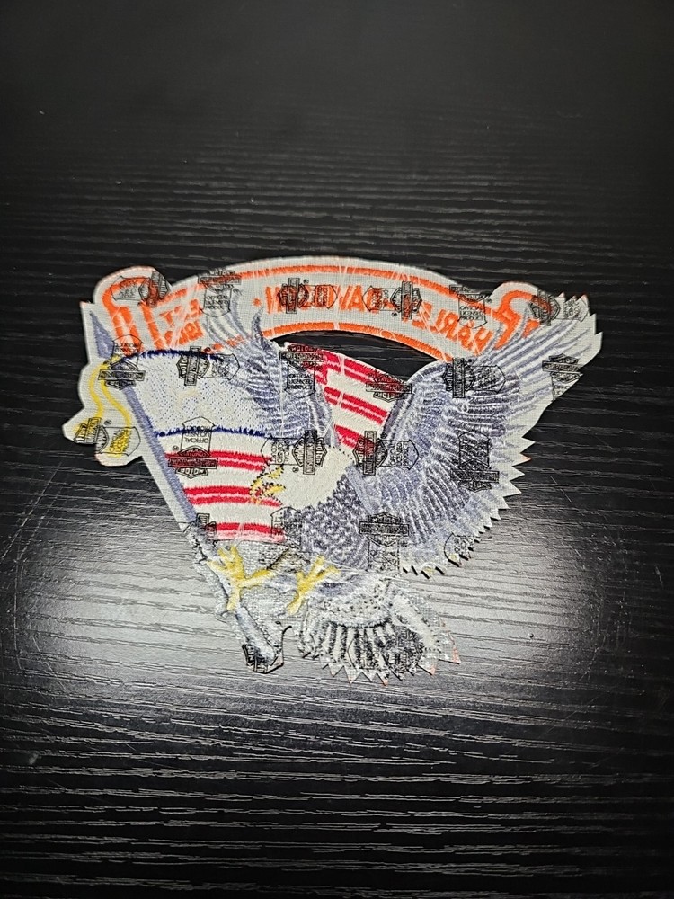 Vintage Harley Davidson Large Eagle Wing Patch Biker Embroidered 7" Vest Jacket