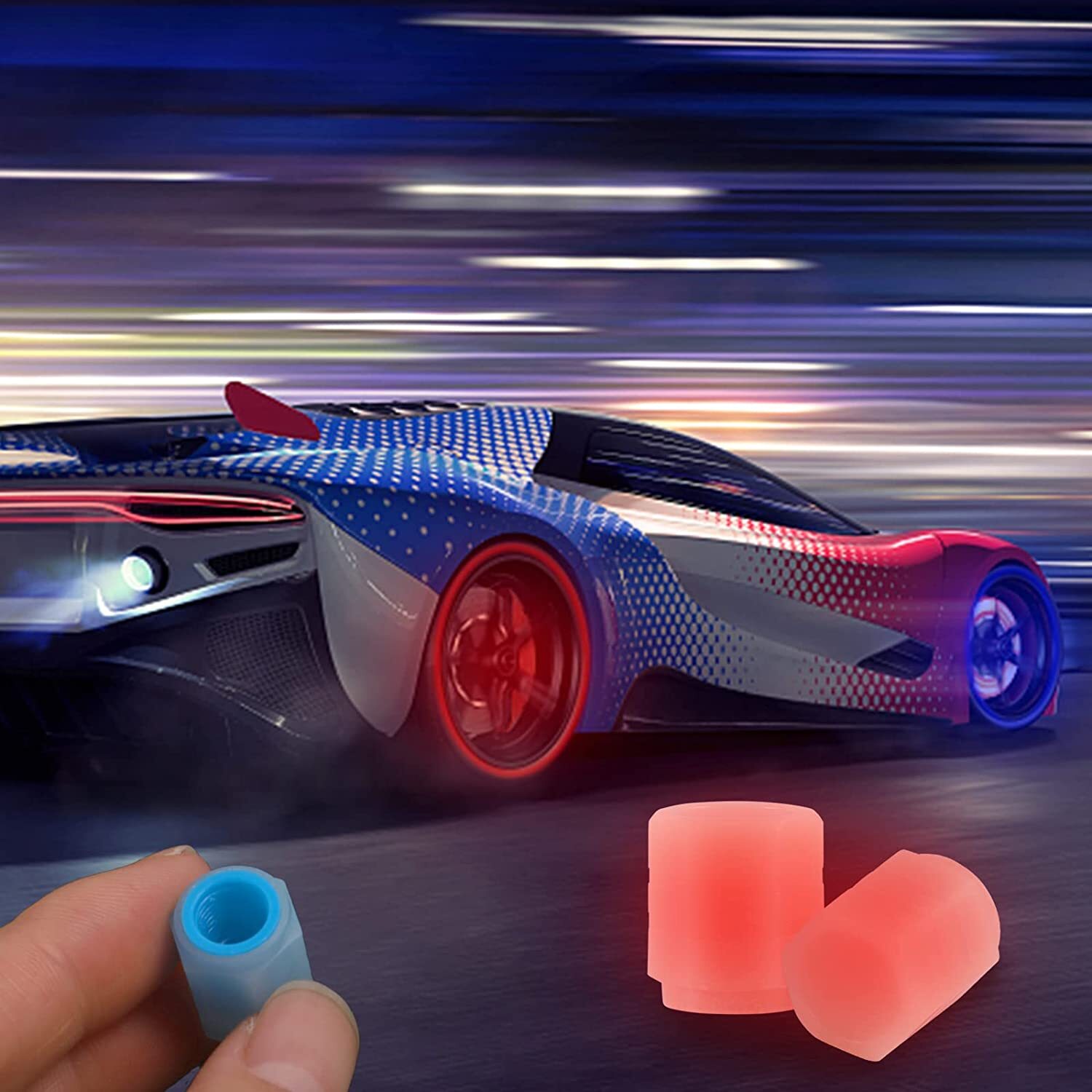8Pcs Car Tire Caps Glow in The Dark Tire Valve Caps Glowing Tire Valve Stem Caps