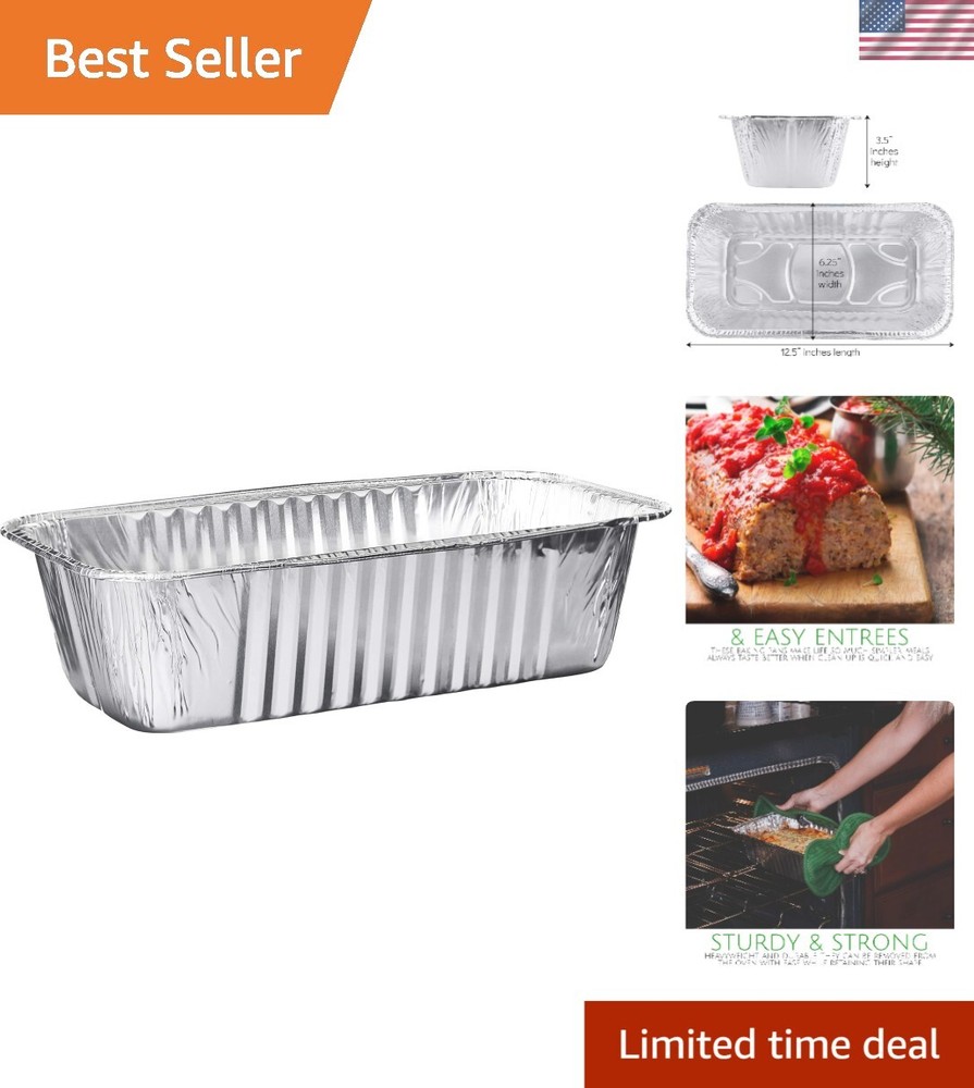 Rectangular 5 Lb 25 Pack Aluminum Loaf Pans - Perfect for Cooking & Baking