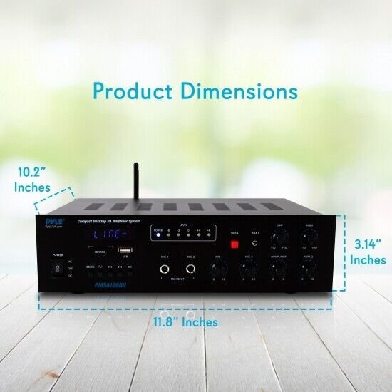 Pyle PMSA126BU Wireless Bluetooth Public Address Amplifier Receiver System 500W