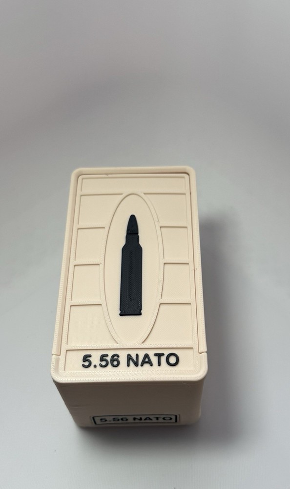 5.56 NATO Ammo Storage Container - 50 Round Case | Beige & Black Range Box