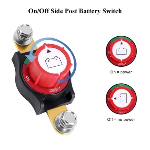 Side Post Battery Disconnect Switch, 12-48V Car Battery Kill Side Post 275A