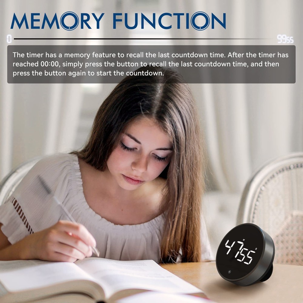 Digital Kitchen Timer, 3.8'' Large LED Display Countdown Countup Timer, Timer...