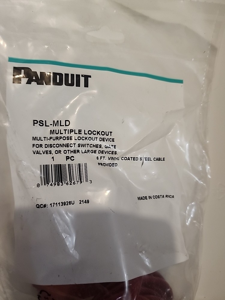Panduit Multiple Lockout Galvanized Steel Cable Red 6' PSL-MLD