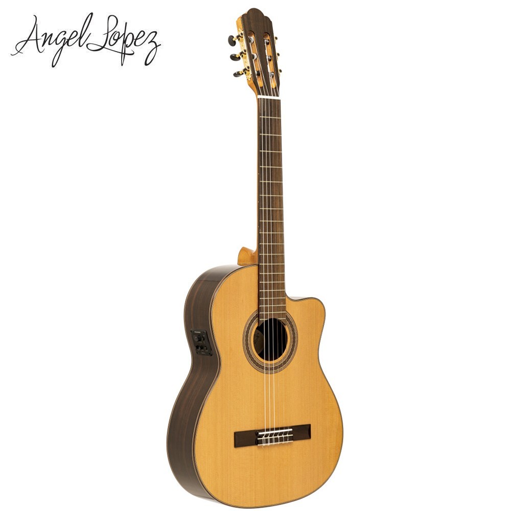 Angel Lopez MAZUELO CR-CE Cutaway Solid Cedar Top Electric Classical Guitar
