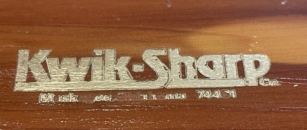 Vintage Kwik-Sharp Ceramic Stick Knife Sharpener, Beautiful Wooden Block Base