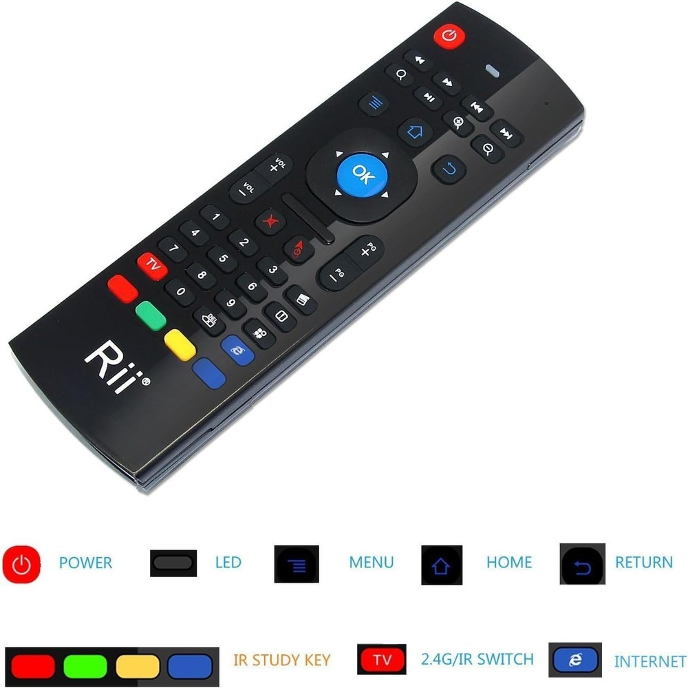 Rii MX3 Multifunction 2.4G Fly Mouse Mini Wireless Keyboard & Mini, Black