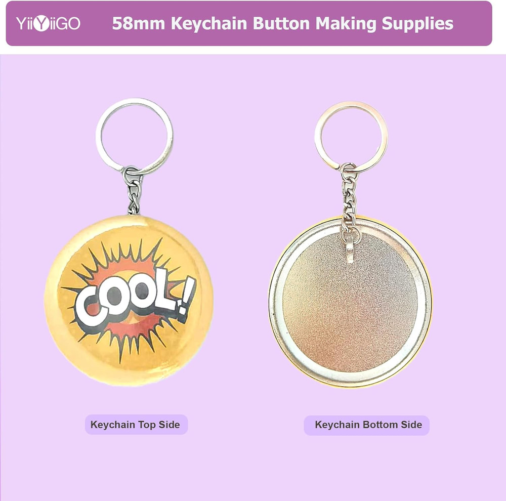 Button Maker Keychain Supplies, 50Sets 2.28Inch/58Mm Keychain Button Making Kit