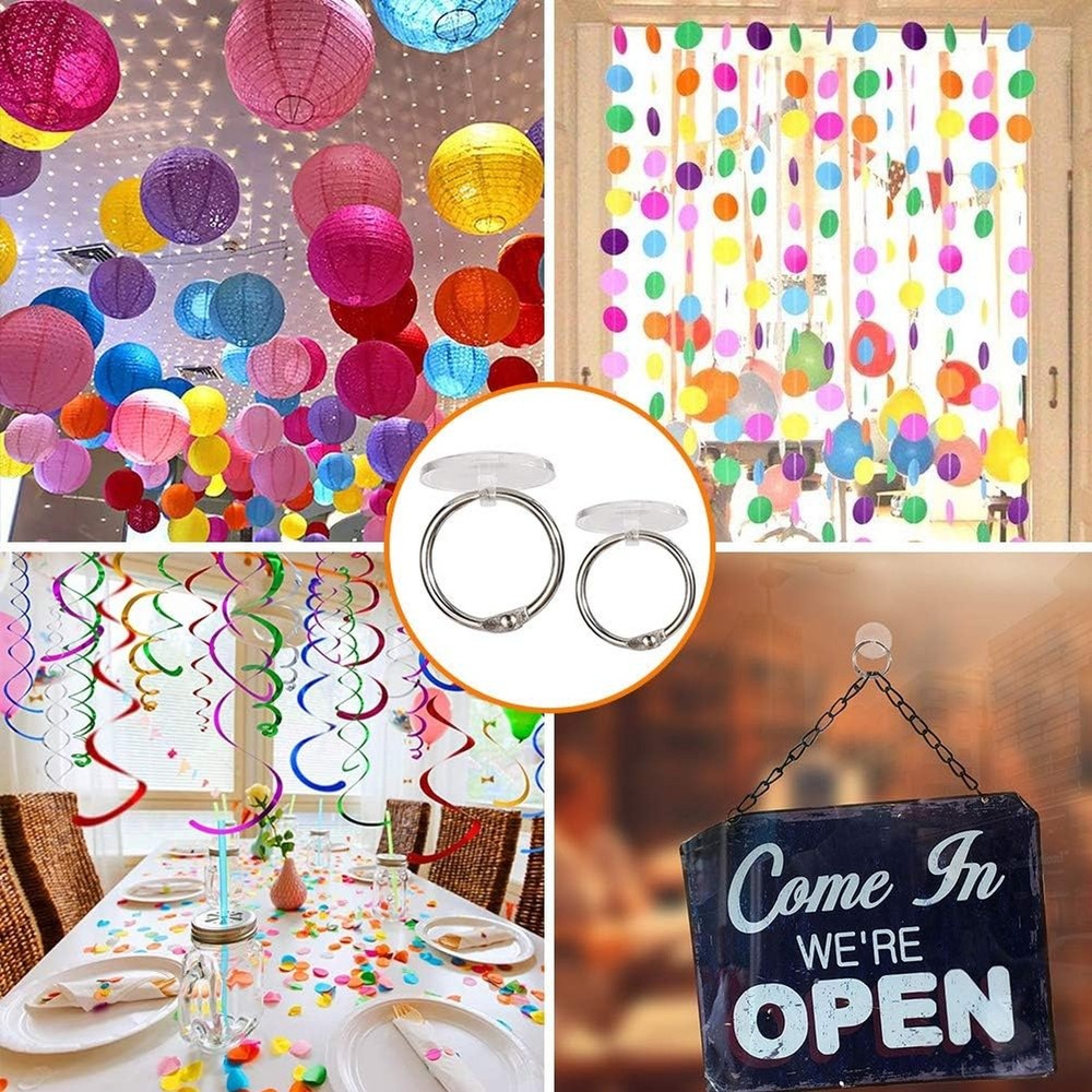 OOTSR 2cm Adhesive Ceiling Hook Small Disc Hanging Hook with 2.5cm Binding Ri...