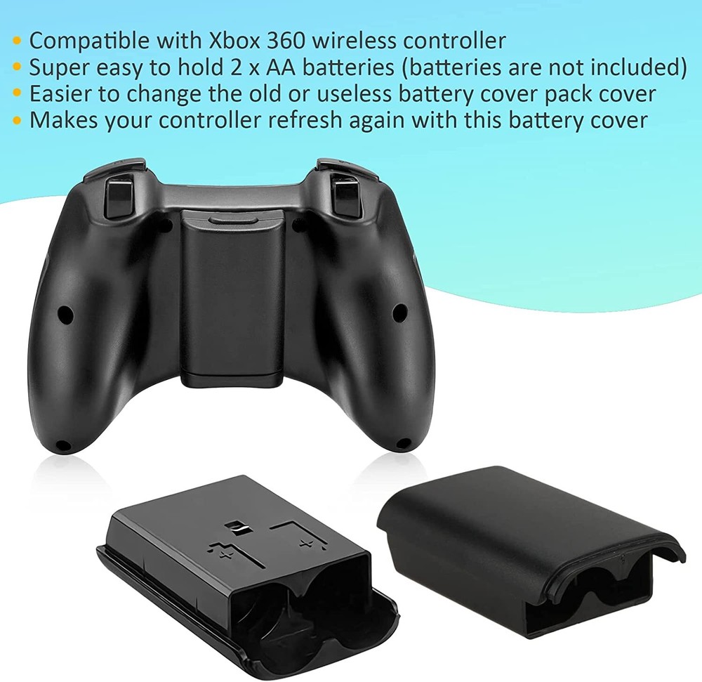 10x Black AA Battery Back Cover Case Shell Pack For Xbox 360 Wireless Controller