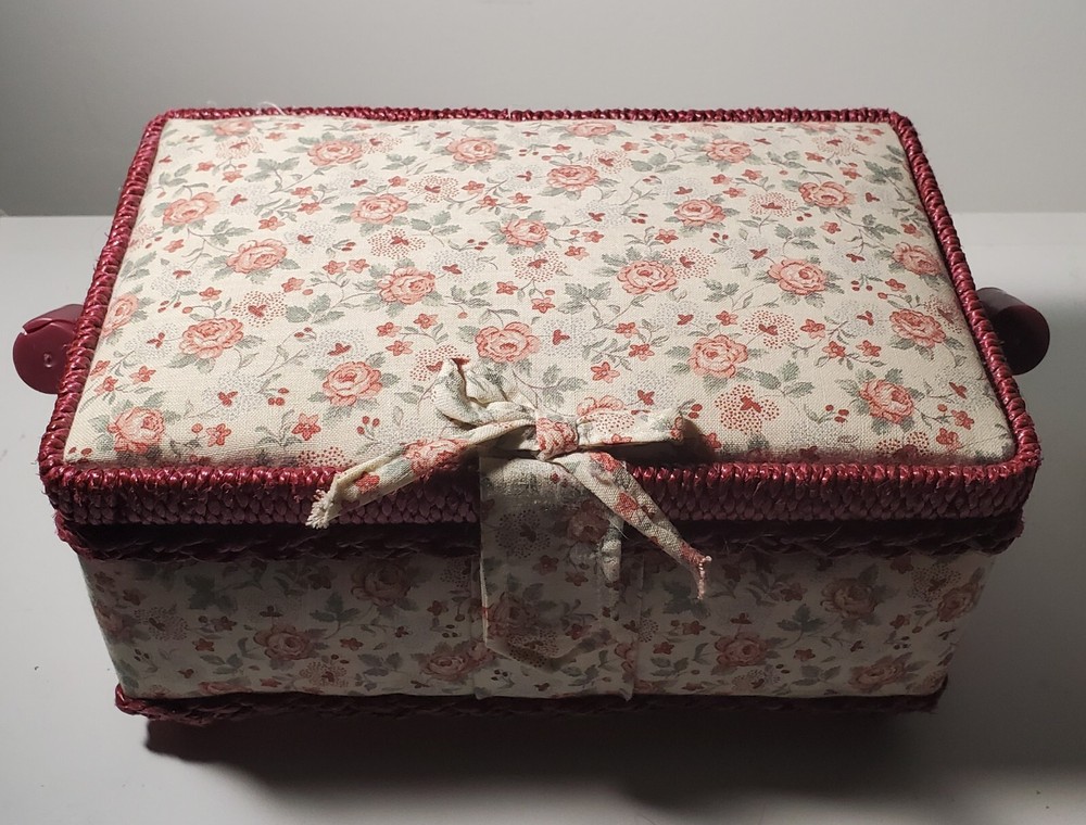 vintage wicker sewing basket red cute portable