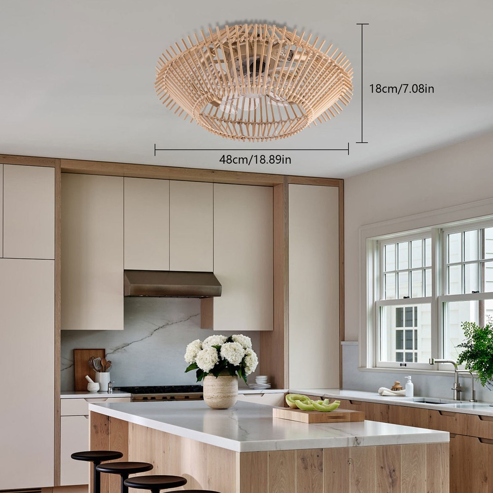 18" Modern E26 Ceiling Fan with Light Remote Control Chandelier Ceiling Lamps