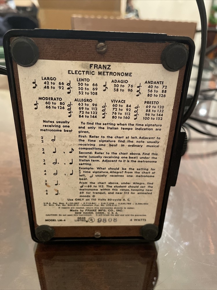 Franz Electric Metronome Model LM-4 Black Art Deco Styling-Tested-Sharp