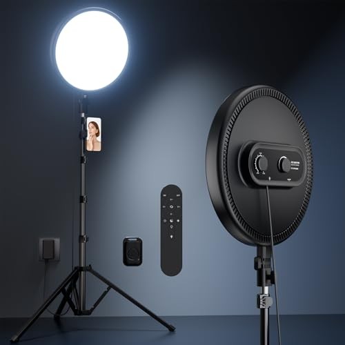 Large Ring Light with 72" Tripod Stand, 6500K Full-Screen Selfie Ring Light