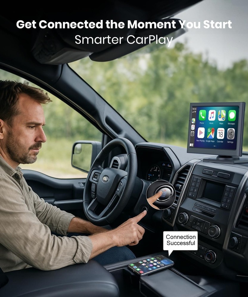 Wireless Apple Carplay Screen for Car:Sunlight Readable HD Touchscr... Fast Ship