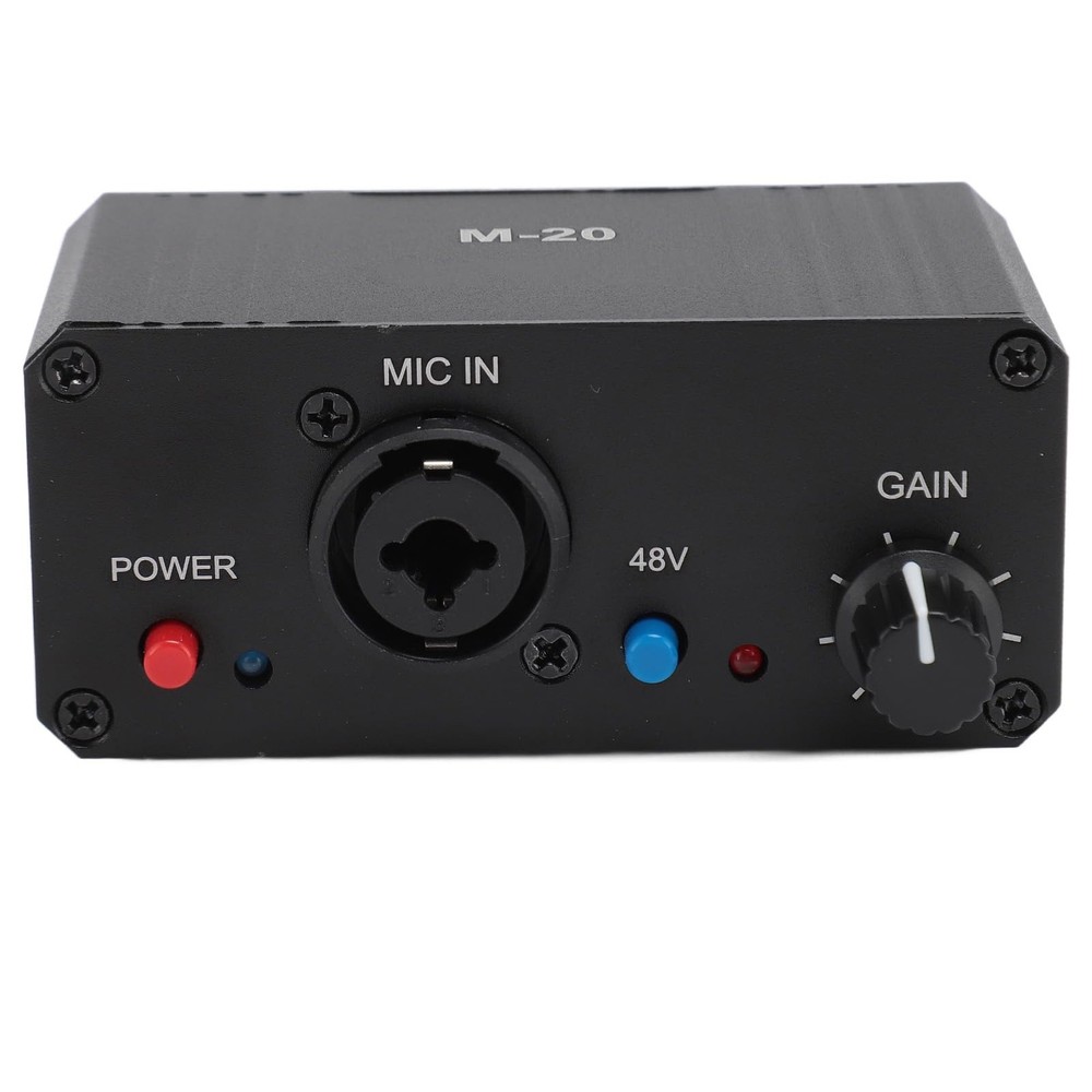Microphone Preamp, 48V Power Mic Preamplifier XLR Output Microphone Preamp Bo...