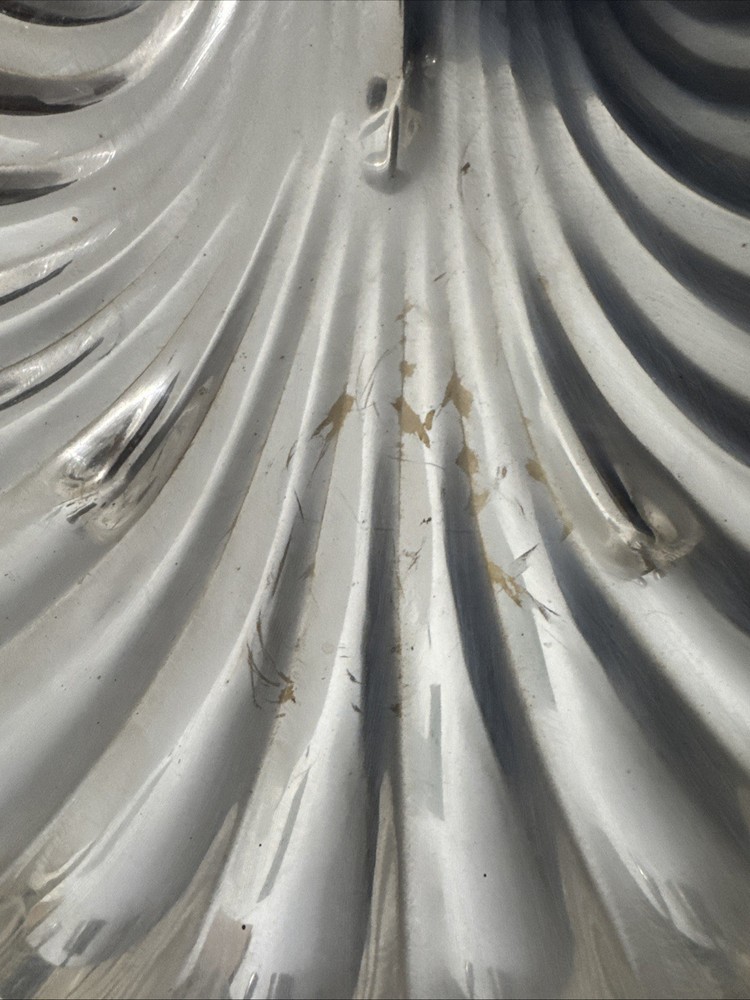 Silver Plated Sea Shell Bowl & Candle Holder Clam Shell Footed Dish Vintage