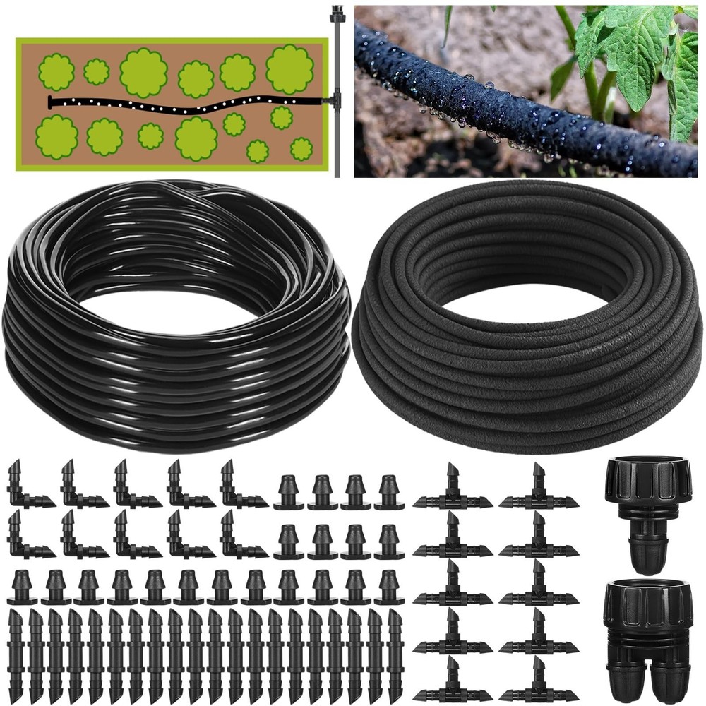 Drip Irrigation System Kit Garden Watering System 200ft 1/4 Inch Soaker Hose ...