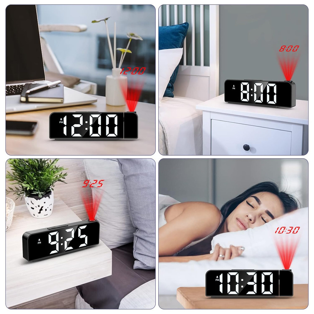 Projection Alarm Clock, Alarm Clocks with Projection on Ceiling with 7.9" Large