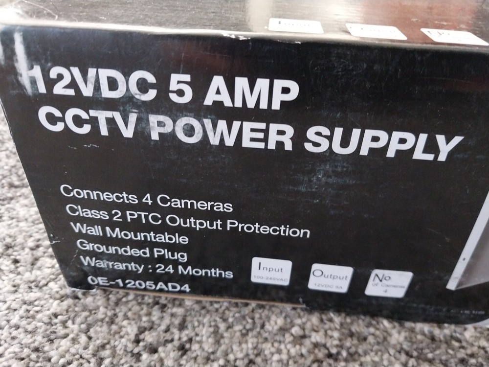 WBox Technologies 4-Channel CCTV Camera Power Supply 12V-DC 5 NEW