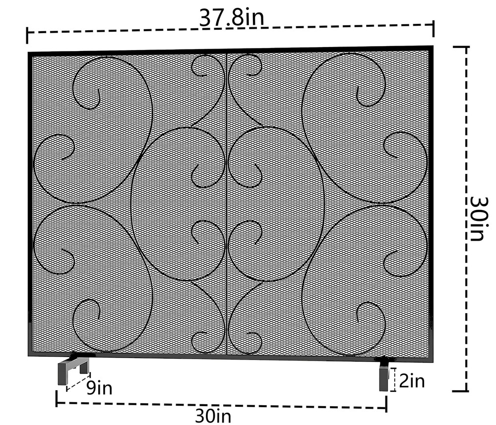 Kingson Single Panel Decorative Flat Fireplace Screen Cover Handcrafted Durab...