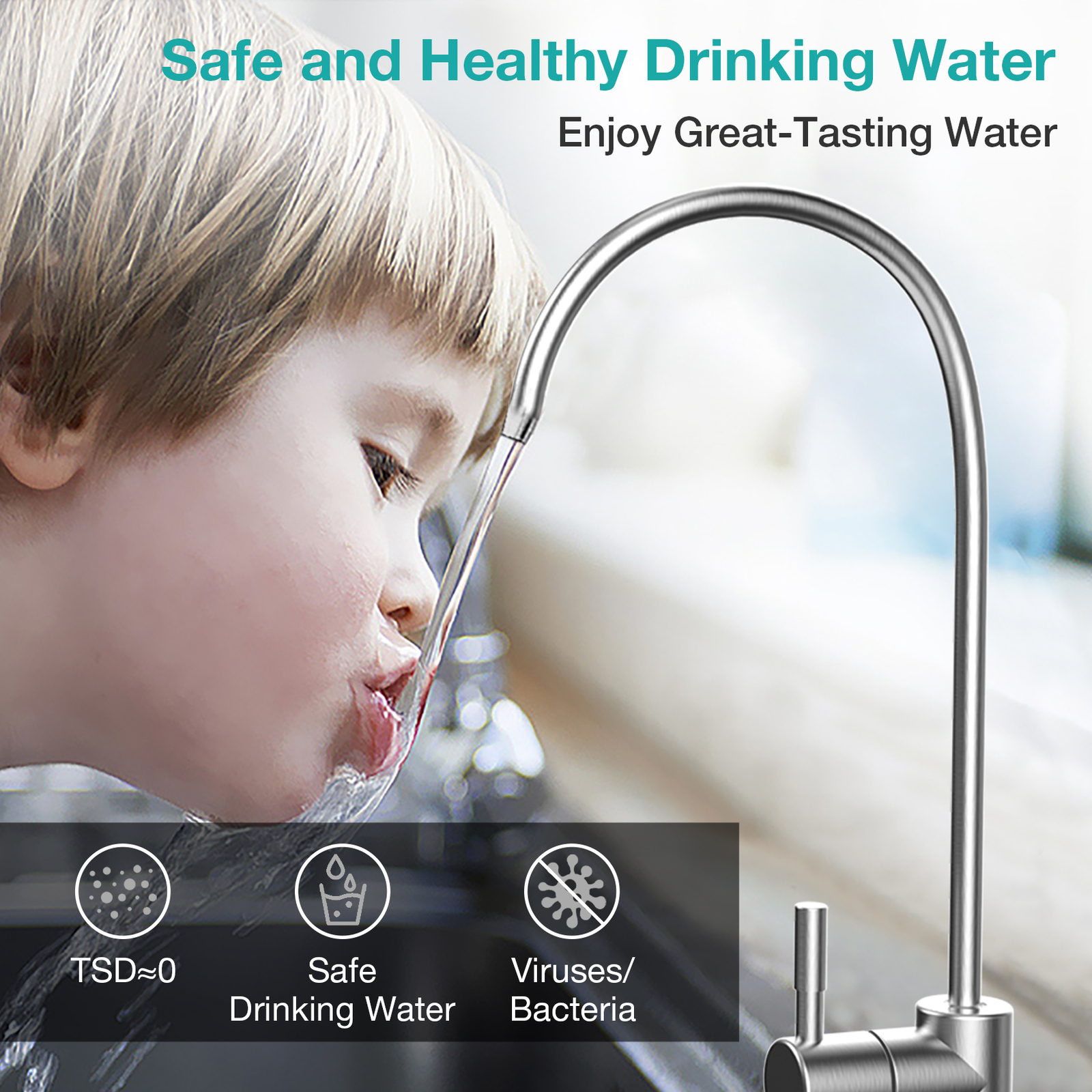 WP2-400GPD UV Reverse Osmosis Drinking Water Filter System Drinking Water 0 TDS