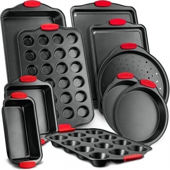 Nutrichef 10-Piece Carbon Steel Nonstick Bakeware Baking Tray Set NCSBS10S