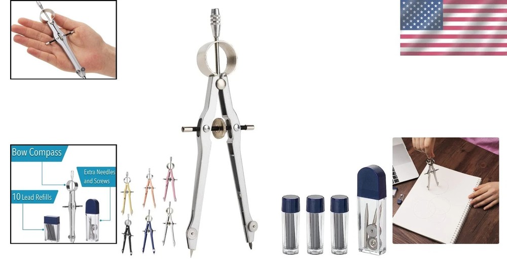 Portable Precision Compass for Artists - Metal, Adjustable for Accurate Circles