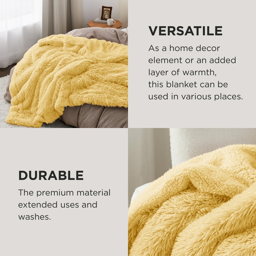 Bedsure GentleSoft Fluffy Yellow King (108" x 90"), 20- Light