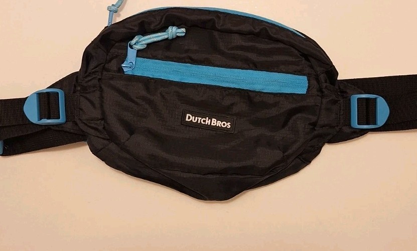 Rare Dutch Bros Coacha 2017 Employee Rave Pack 2-Zipper Black Teal FREE SHIP