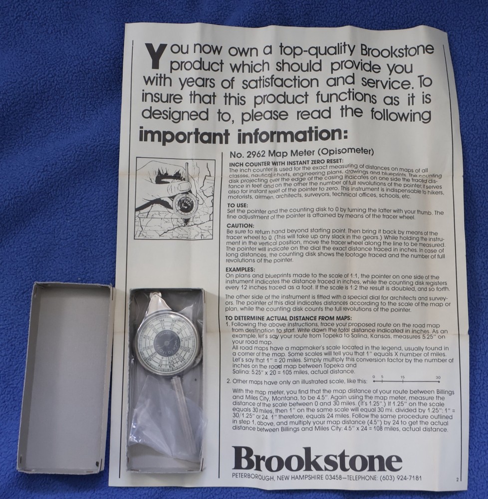 Brookstone No. 2962 Map Meter Opisometer in box w/ instructions, made in Germany