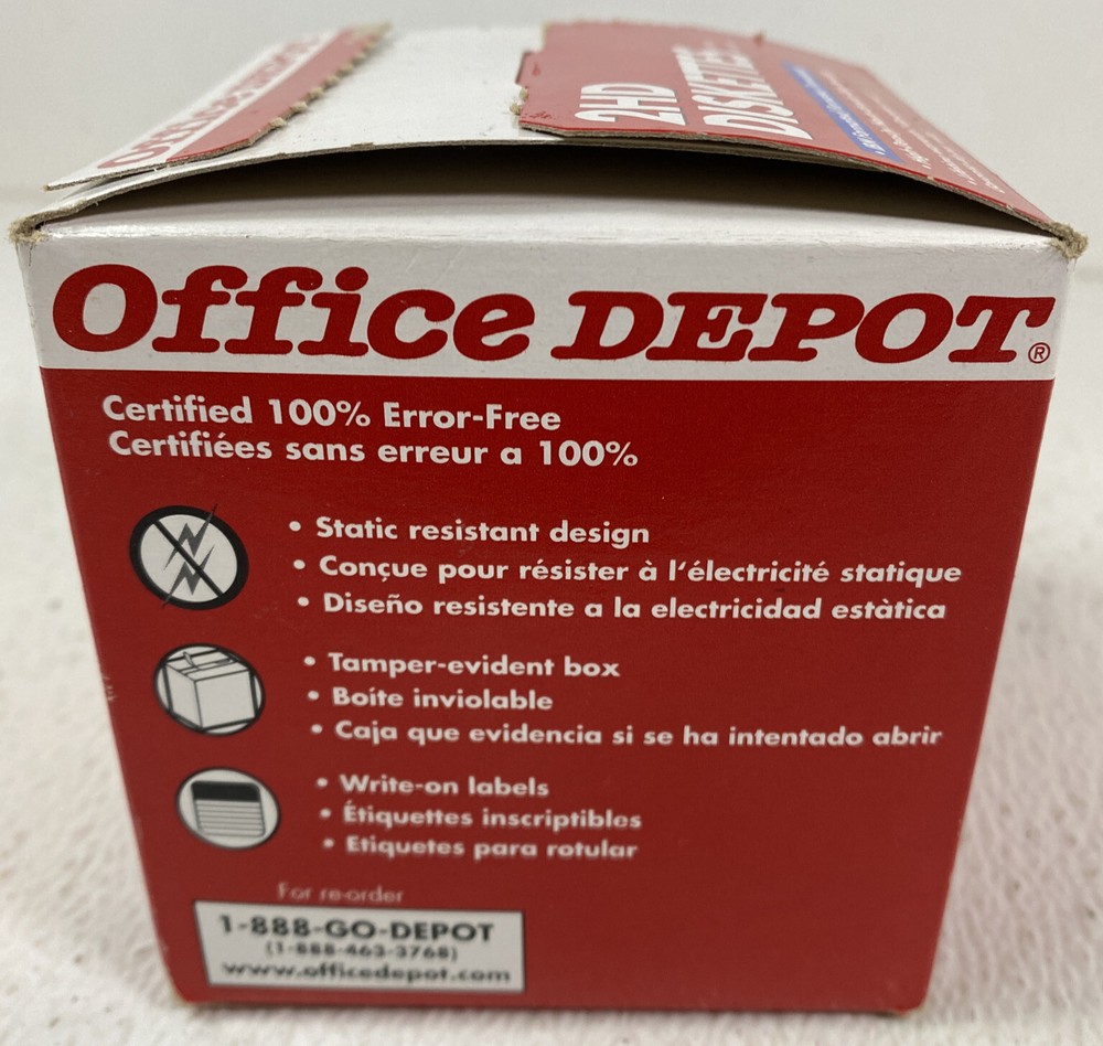 New Office Depot 3 1/2" 2HD PC Formatted Diskettes 23/Pack OPEN BOX