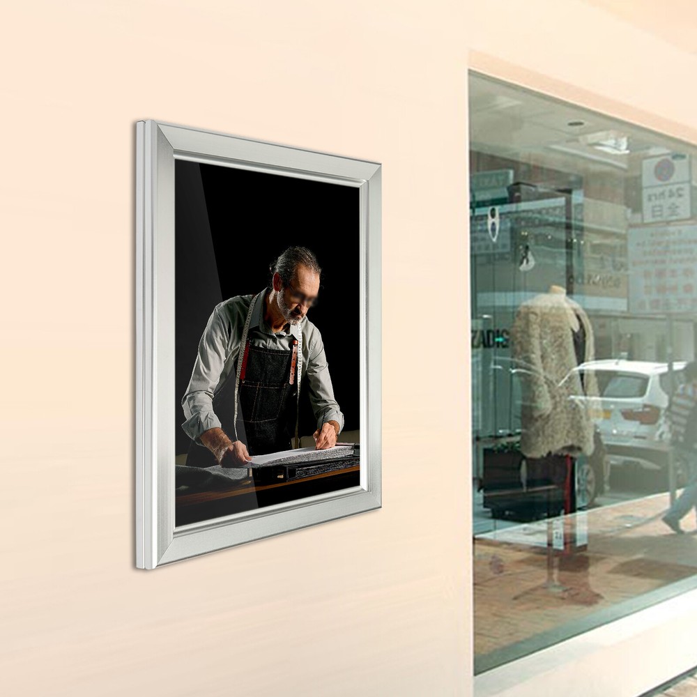 Silver LED Poster Frame - Wall-Mounted, Durable Aluminum Alloy Display