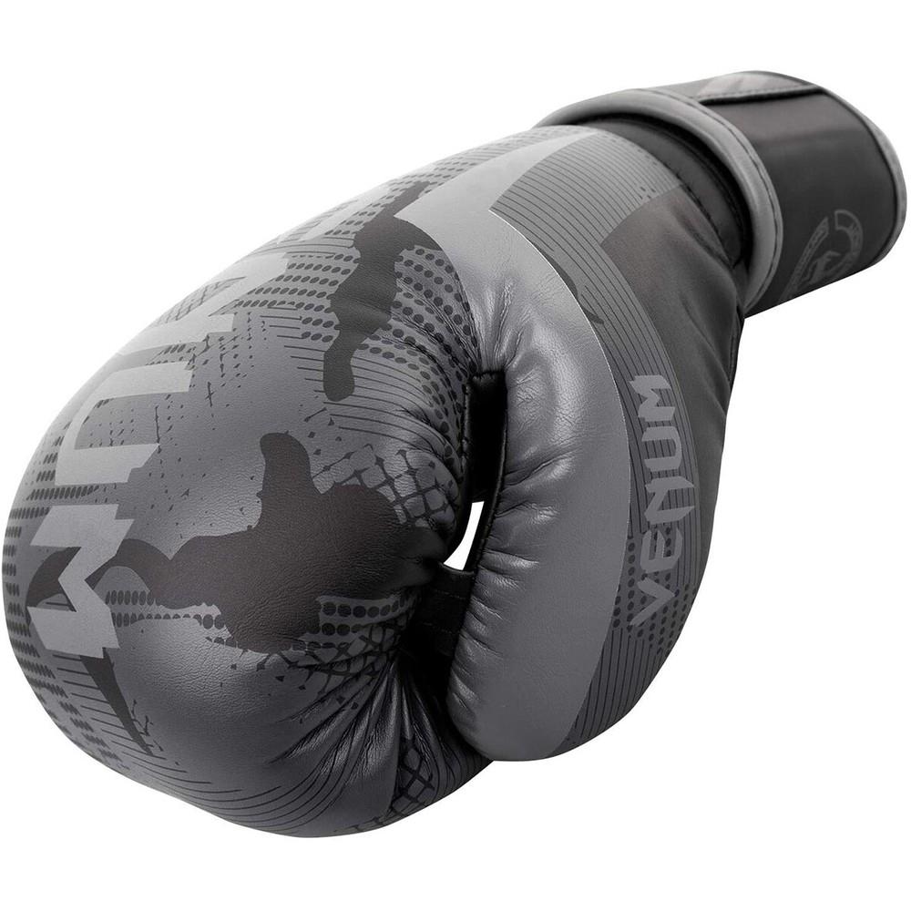 Venum Elite Hook and Loop Boxing Gloves - Black/Dark Camo