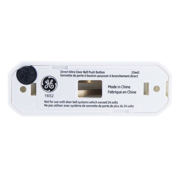 GE Direct Wired Door Bell Push Button White Model# 25443