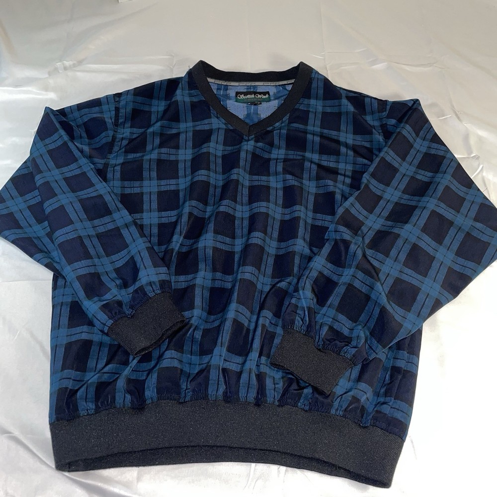 Scottish Winds Mens Large Plaid Check Golf Pullover Long Sleeve CC-487
