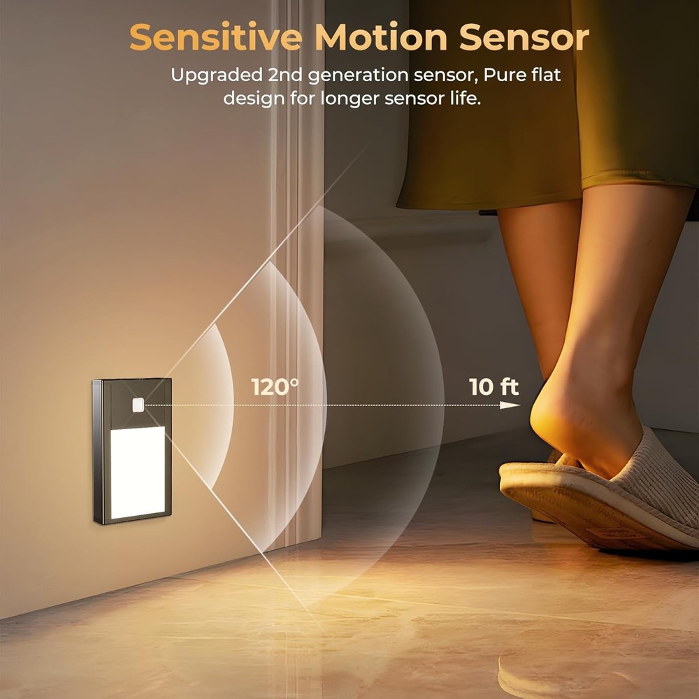 LEDs Motion Sensor Lights Indoor 3 Color Temps, Dimmable Under Cabinet Lighting,