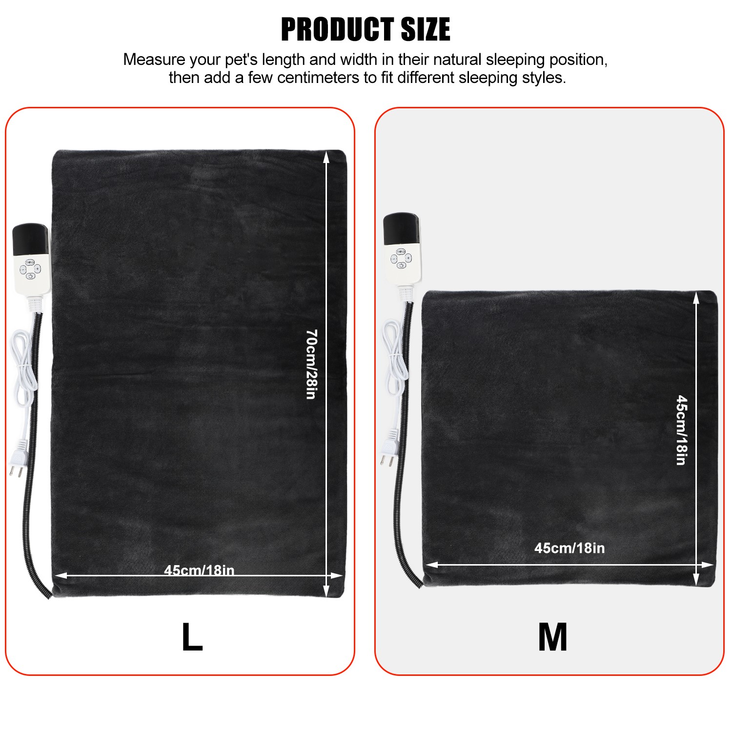 Digital Pet Electric Heating Pad Waterproof Dog Cat Chew Resistant Cord Time