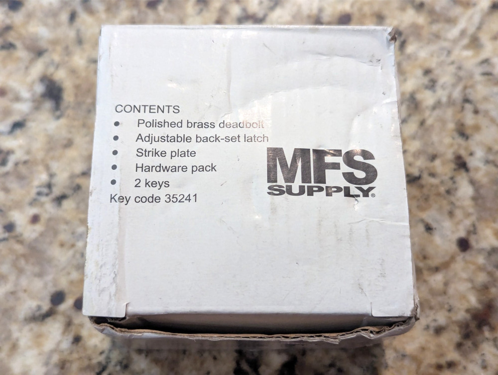 MFS Supply Polished Brass Deadbolt Back Set Latch 2 Keys