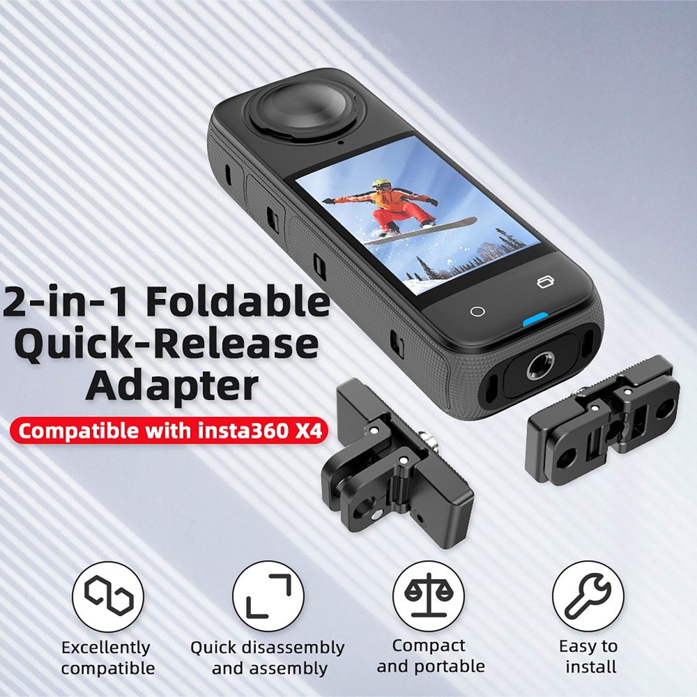 1x Quick Release Adapter Mount Accessory Foldable For Insta360 X4 Sports Camera