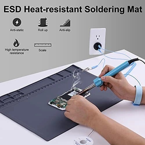 Anti-Static Mat ESD Safe for Electronic Includes ESD Wristband & Grounding Wire