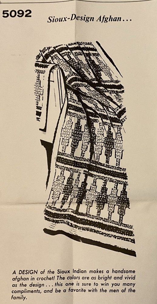 #5092 Vintage Afghan Pattern to Crochet (Repro)