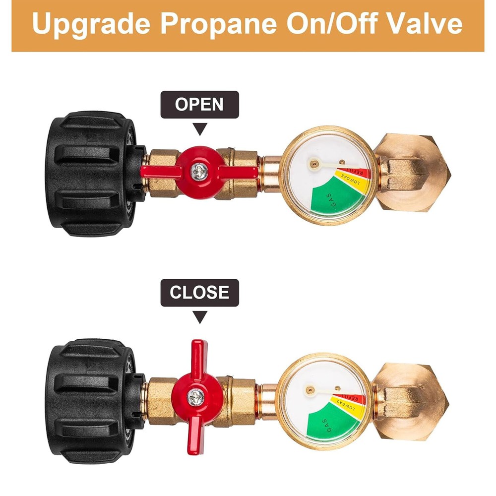Safe Propane Refill Adapter, 90-Deg Design, QCC1 Connection, Solid Brass
