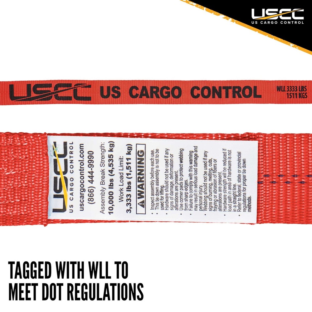 USCC 2" X 24' Ratchet Strap w/Wire Hook - Red