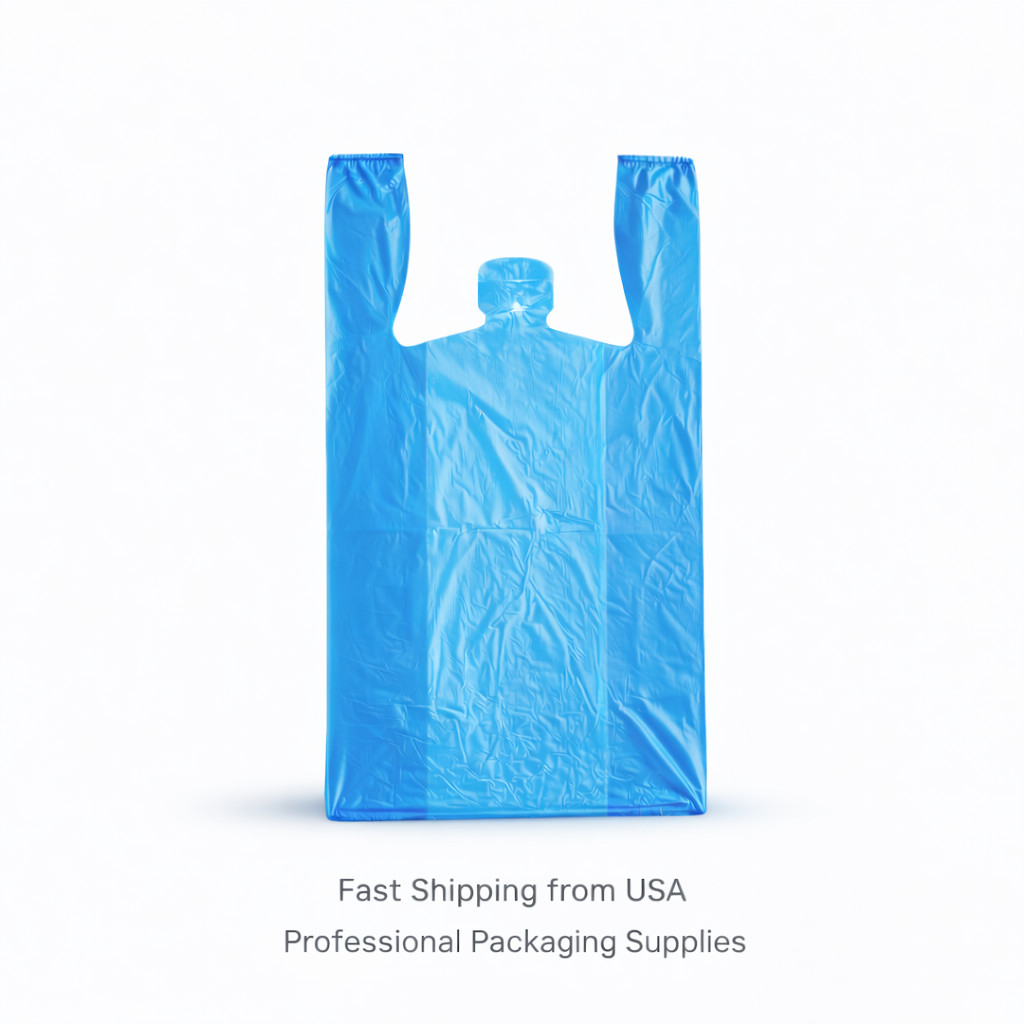 Blue T-Shirt Grocery Bags 1/6 Large 21x6.5x11.5 0.51 Mil Plastic Bulk