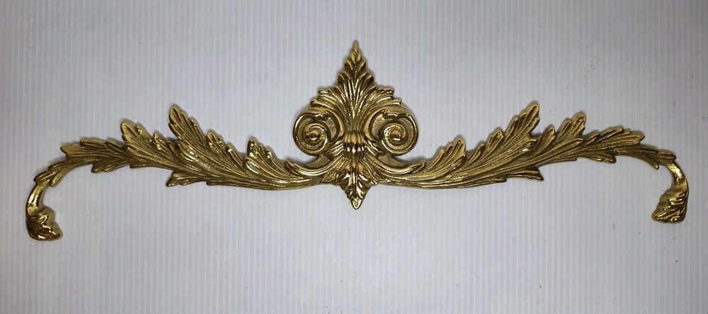 Solid Brass Victorian Scroll Wall Accent 2 Two Open Pediment Decorations NEW