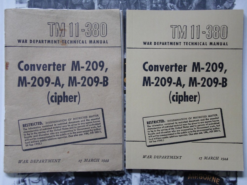 Manual TM 11-380 for M209B M-209 Converter, decoder cypher machine March 1944